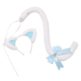Maxbell Cat Ears and Tail Set Fancy Dress Costume Gift Dressing up Party White Blue