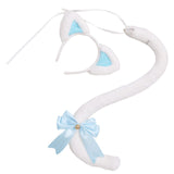 Maxbell Cat Ears and Tail Set Fancy Dress Costume Gift Dressing up Party White Blue