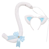 Maxbell Cat Ears and Tail Set Fancy Dress Costume Gift Dressing up Party White Blue
