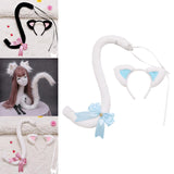 Maxbell Cat Ears and Tail Set Fancy Dress Costume Gift Dressing up Party White Blue