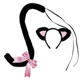 Maxbell Cat Ears and Tail Set Fancy Dress Costume Gift Dressing up Party Black Pink