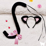 Maxbell Cat Ears and Tail Set Fancy Dress Costume Gift Dressing up Party Black Pink