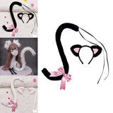Maxbell Cat Ears and Tail Set Fancy Dress Costume Gift Dressing up Party Black Pink