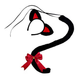 Maxbell Cat Ears and Tail Set Fancy Dress Costume Gift Dressing up Party Black Red