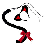 Maxbell Cat Ears and Tail Set Fancy Dress Costume Gift Dressing up Party Black Red