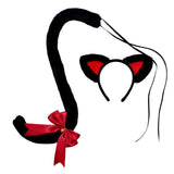 Maxbell Cat Ears and Tail Set Fancy Dress Costume Gift Dressing up Party Black Red