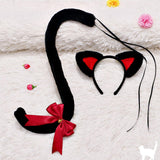Maxbell Cat Ears and Tail Set Fancy Dress Costume Gift Dressing up Party Black Red