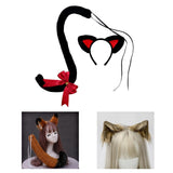 Maxbell Cat Ears and Tail Set Fancy Dress Costume Gift Dressing up Party Black Red