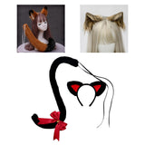Maxbell Cat Ears and Tail Set Fancy Dress Costume Gift Dressing up Party Black Red