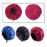 Maxbell Satin Bonnet Head Wear Adjusting Night Sleep Hat for Bath Long Straight Hair Blue