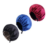 Maxbell Satin Bonnet Head Wear Adjusting Night Sleep Hat for Bath Long Straight Hair Blue