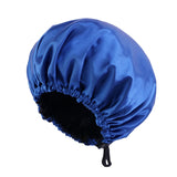 Maxbell Satin Bonnet Head Wear Adjusting Night Sleep Hat for Bath Long Straight Hair Blue