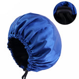 Maxbell Satin Bonnet Head Wear Adjusting Night Sleep Hat for Bath Long Straight Hair Blue