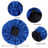 Maxbell Satin Bonnet Head Wear Adjusting Night Sleep Hat for Bath Long Straight Hair Blue