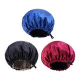 Maxbell Satin Bonnet Head Wear Adjusting Night Sleep Hat for Bath Long Straight Hair Blue