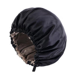 Maxbell Satin Bonnet Head Wear Adjusting Night Sleep Hat for Bath Long Straight Hair Black