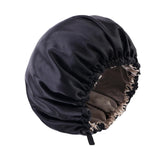 Maxbell Satin Bonnet Head Wear Adjusting Night Sleep Hat for Bath Long Straight Hair Black