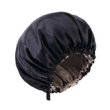 Maxbell Satin Bonnet Head Wear Adjusting Night Sleep Hat for Bath Long Straight Hair Black