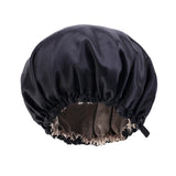 Maxbell Satin Bonnet Head Wear Adjusting Night Sleep Hat for Bath Long Straight Hair Black