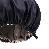 Maxbell Satin Bonnet Head Wear Adjusting Night Sleep Hat for Bath Long Straight Hair Black