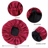 Maxbell Satin Bonnet Head Wear Adjusting Night Sleep Hat for Bath Long Straight Hair Black