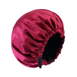 Maxbell Satin Bonnet Head Wear Adjusting Night Sleep Hat for Bath Long Straight Hair Red