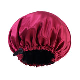 Maxbell Satin Bonnet Head Wear Adjusting Night Sleep Hat for Bath Long Straight Hair Red