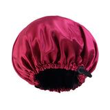 Maxbell Satin Bonnet Head Wear Adjusting Night Sleep Hat for Bath Long Straight Hair Red