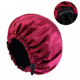 Maxbell Satin Bonnet Head Wear Adjusting Night Sleep Hat for Bath Long Straight Hair Red