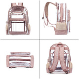 Maxbell Transparent Backpack Female Male Shoulder Bag Clear Daypack for Concert Gold