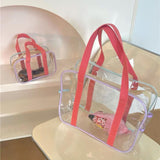 Maxbell Clear Tote Bag PVC Messenger Shoulder Bag for Bathing Concerts Vacation 20cmx11cmx8cm