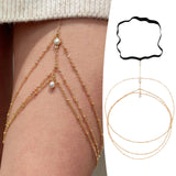 Maxbell Sexy Thigh Chains Body Chain Women Girls Bracelet Elasticity Leg Chains Bead