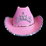 Maxbell Western Cowgirl Hat with Tiara Cowboy Hat for Adult Teens Dressing up Party