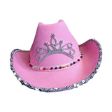 Maxbell Western Cowgirl Hat with Tiara Cowboy Hat for Adult Teens Dressing up Party