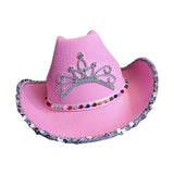 Maxbell Western Cowgirl Hat with Tiara Cowboy Hat for Adult Teens Dressing up Party