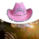 Maxbell Western Cowgirl Hat with Tiara Cowboy Hat for Adult Teens Dressing up Party