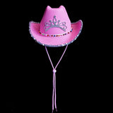 Maxbell Western Cowgirl Hat with Tiara Cowboy Hat for Adult Teens Dressing up Party