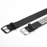 Maxbell Studded Leather Belt with Pin Buckle Square Bead Rivet Belt Women Belts Black