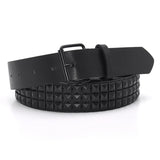 Maxbell Studded Leather Belt with Pin Buckle Square Bead Rivet Belt Women Belts Black