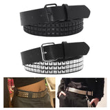 Maxbell Studded Leather Belt with Pin Buckle Square Bead Rivet Belt Women Belts Black