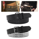 Maxbell Studded Leather Belt with Pin Buckle Square Bead Rivet Belt Women Belts Black