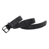 Maxbell Studded Leather Belt with Pin Buckle Square Bead Rivet Belt Women Belts Black