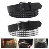 Maxbell Studded Leather Belt with Pin Buckle Square Bead Rivet Belt Women Belts Black