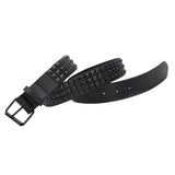 Maxbell Studded Leather Belt with Pin Buckle Square Bead Rivet Belt Women Belts Black