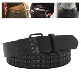 Maxbell Studded Leather Belt with Pin Buckle Square Bead Rivet Belt Women Belts Black