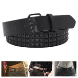 Maxbell Studded Leather Belt with Pin Buckle Square Bead Rivet Belt Women Belts Black