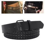 Maxbell Studded Leather Belt with Pin Buckle Square Bead Rivet Belt Women Belts Black