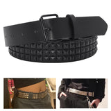 Maxbell Studded Leather Belt with Pin Buckle Square Bead Rivet Belt Women Belts Black