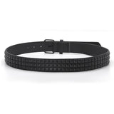 Maxbell Studded Leather Belt with Pin Buckle Square Bead Rivet Belt Women Belts Black