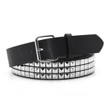 Maxbell Studded Leather Belt with Pin Buckle Square Bead Rivet Belt Women Belts Silver